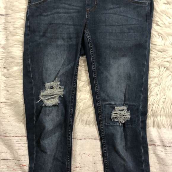 Cheap Monday Distressed Knee Dungaree Carbon Blue Denim Overalls - Picture 13 of 16